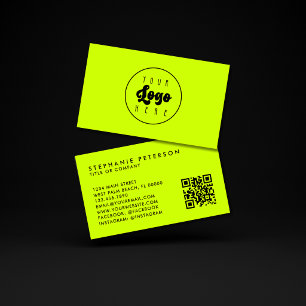 Helles Neon-Gelb Benutzerdefiniertes Firmenlogo QR Visitenkarte