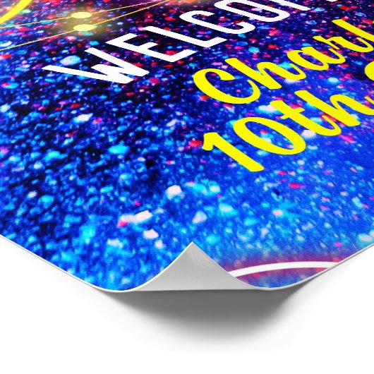 Helles Neon Glow Disco Dance Party Begrüßungszeich Poster (Ecke)