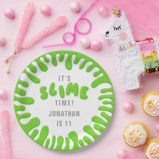 Helles Neon-Grün-Schleim-Party Pappteller (Party)