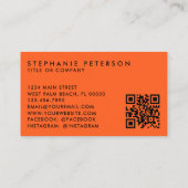 Helles Neon Orange Benutzerdefiniertes Firmenlogo Visitenkarte (Rückseite)