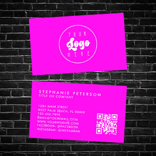 Helles Neon-Pink Firmenlogo QR-Code Visitenkarte