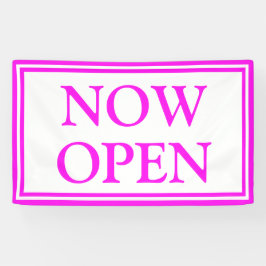 Helles Neon Pink White Business jetzt eröffnet Banner