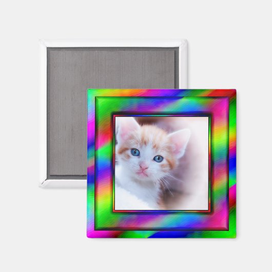 Helles Neon Rainbow Ombre Foto Frame Magnet (Vorderseite/Rückseite)