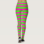 Helles Neon Rosa und grüner Horizontalstreifen Leggings (Rückseite)