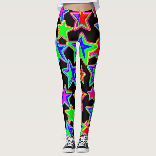 Helles Neon Starlight Muster Leggings (Vorderseite)