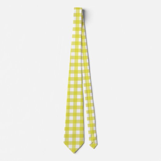Helles Neon Yellow Gingham in knackig weiß Krawatte (Vorderseite)