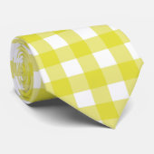 Helles Neon Yellow Gingham in knackig weiß Krawatte (Gerollt)