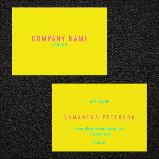 Helles Neongelb und rosa Visitenkarte