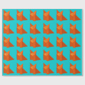 Helles niedliches Origami Fox-Muster Geschenkpapier (Flach)