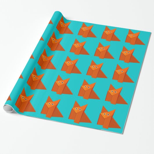 Helles niedliches Origami Fox-Muster Geschenkpapier (Ungerollt)