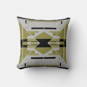 Helles Olive Black Gray Abstrakt Symmetrisches Mot Kissen