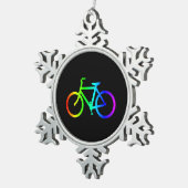Helles Ombre Rainbow Bicycle Schneeflocken Zinn-Ornament (Rechts)