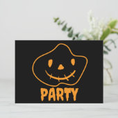Helles Orange Black Monster Face Halloween-Party Einladung (Stehend Vorderseite)