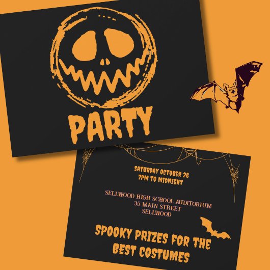 Helles Orange Black Monster Face Halloween-Party Einladung