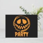 Helles Orange Black Monster Face Halloween-Party Einladung (Stehend Vorderseite)