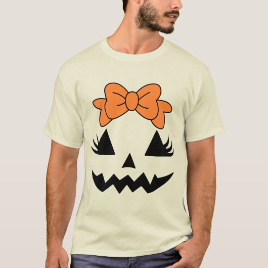 Helles Orange Bow Design zu Halloween T-Shirt (Vorderseite)