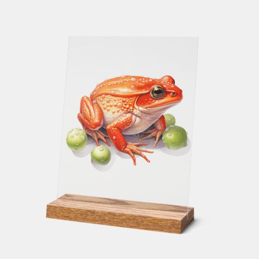 Helles Orange Frog Desk Zeichen fett Naturell Acrylschild (Winkel)