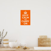 Helles Orange Keep Calm und Mach Weiter Poster (Küche)