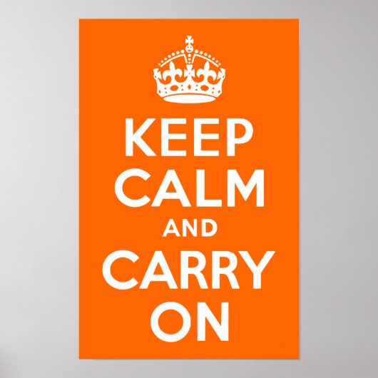Helles Orange Keep Calm und Mach Weiter Poster (Vorne)