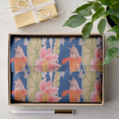 Helles Orange Koi Fisch Rosa Blume Dunkelblaues Wr Seidenpapier (Geschenk)