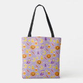 Helles Orange Lila Cartoon Halloween-Muster Tasche (Rückseite)