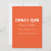 Helles Orange Minimalistisches Solid Background Save The Date (Vorderseite)