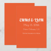 Helles Orange Minimalistisches Solid Background Save The Date (Vorne/Hinten)