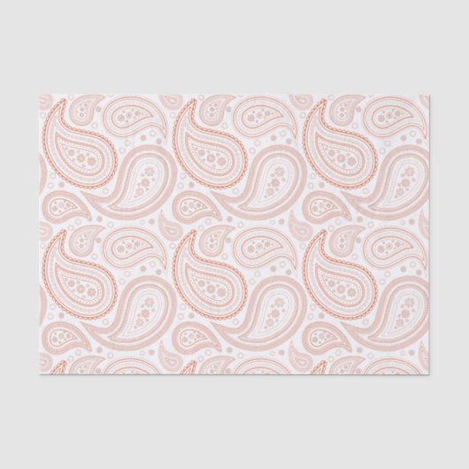 Helles Orange Paisley-Muster auf Weiß Seidenpapier (Vorderseite)