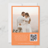 Helles Orange Pink Foto QR Code Hochzeit Einladung (Rückseite)