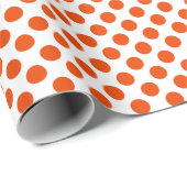 Helles Orange Polka Dot auf weißem Wrapping Paper Geschenkpapier (Rolleneckpunkt)