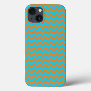 Helles Orange und Aquamarines blaues Zickzack Must Case-Mate iPhone Hülle