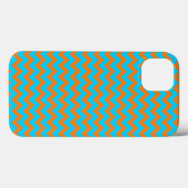 Helles Orange und Aquamarines blaues Zickzack Must Case-Mate iPhone Hülle (Rückseite (Horizontal))