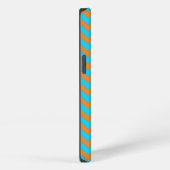 Helles Orange- und Blaugrün-Chevron-Muster iPhone Hülle (Rechte Seite)