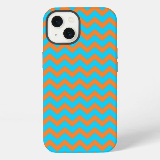 Helles Orange- und Blaugrün-Chevron-Muster iPhone Hülle (Rückseite)