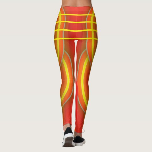 Helles Orange und Gelbes Muster Frauen Athletik Leggings (Rückseite)