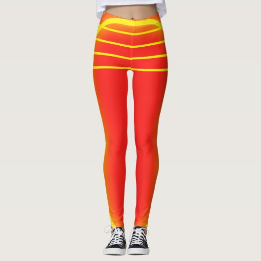 Helles Orange und Gelbes Muster Frauen Athletik Leggings (Vorderseite)