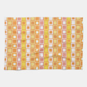Helles Orange- und Gelbquadratisches Muster Geschirrtuch (Horizontal)