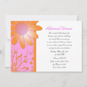 Helles Orange und PInk Floral Probe Dinner Einladung