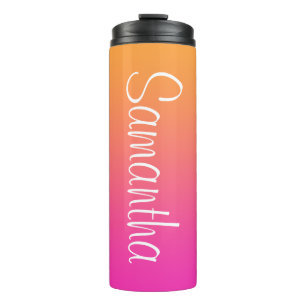 Helles Orange und Pink Ombre Personalisiert Thermosbecher