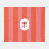 Helles Orange und rosa Monogramm Streifen Fleecedecke (Vorderseite (Horizontal))