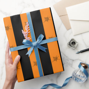 Helles Orange- und Schwarz-Halloween-Muster Geschenkpapier