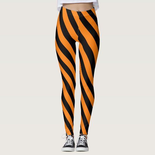Helles Orange- und Schwarz-Halloween-Muster Leggings (Vorderseite)