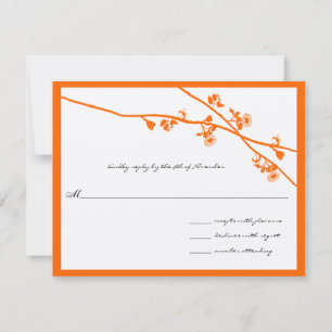 Helles Orange Wild Blume Branches Wedding RSVP Karte
