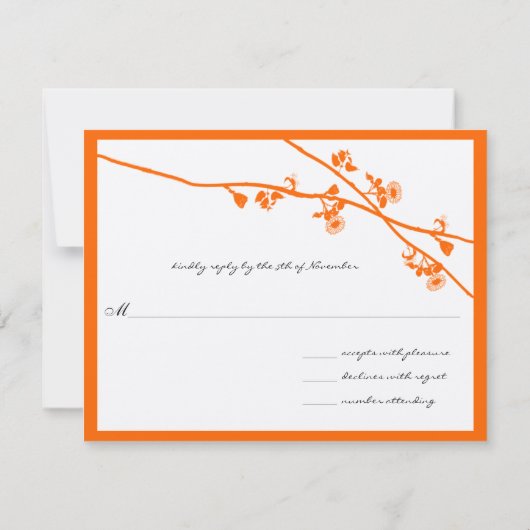 Helles Orange Wild Blume Branches Wedding RSVP Karte (Rückseite)