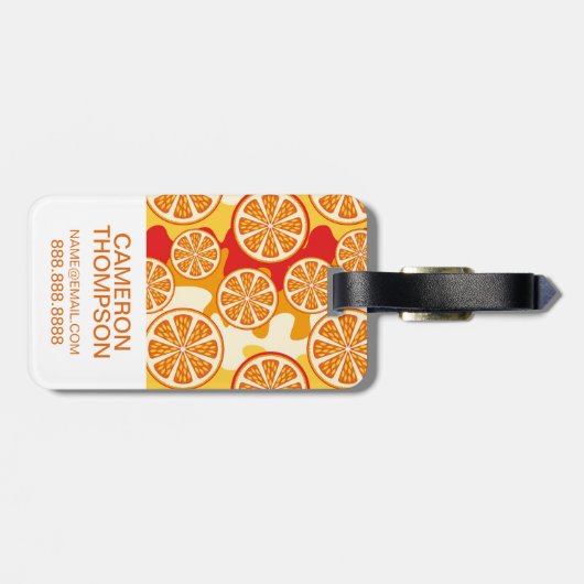 Helles orange Zitrusfrucht-Muster | addieren Ihr Gepäckanhänger (Rückseite horizontal)