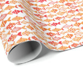 Helles Orangefarbenes Fischmuster Geschenkpapier (Rolleneckpunkt)