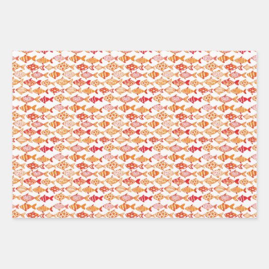 Helles Orangefarbenes Fischmuster Geschenkpapier Set (Vorderseite)