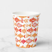 Helles Orangefarbenes Fischmuster Pappbecher (Rechts)