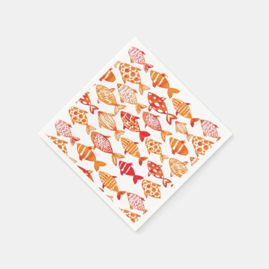 Helles Orangefarbenes Fischmuster Serviette (Ecke)