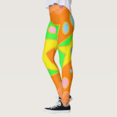 Helles orangefarbenes Grün und gelbes Design Leggings (Links)